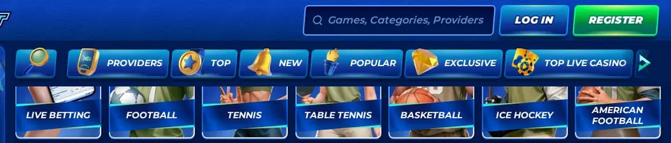 bassbet.com: Spielelobby (Screenshot von bassbet.com)