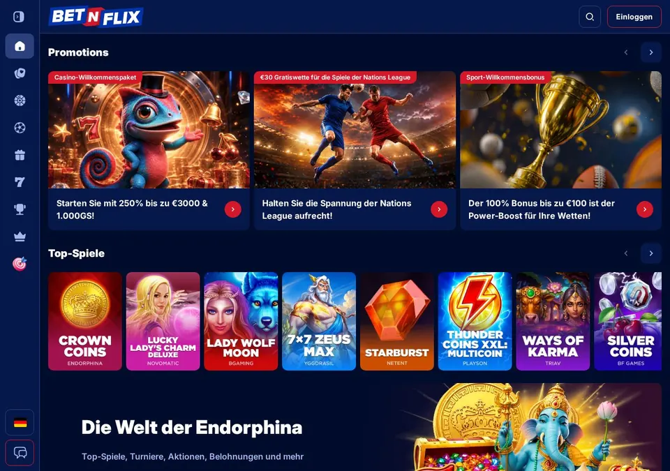Betnflix: Startseite (Screenshot von betnflix.com)
