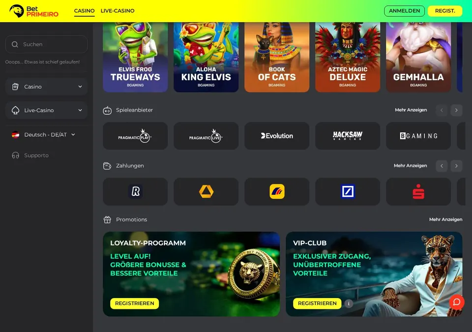 BetPrimeiro: Kassenseite mit Zahlungsmethoden (Screenshot von betprimeiro.com)