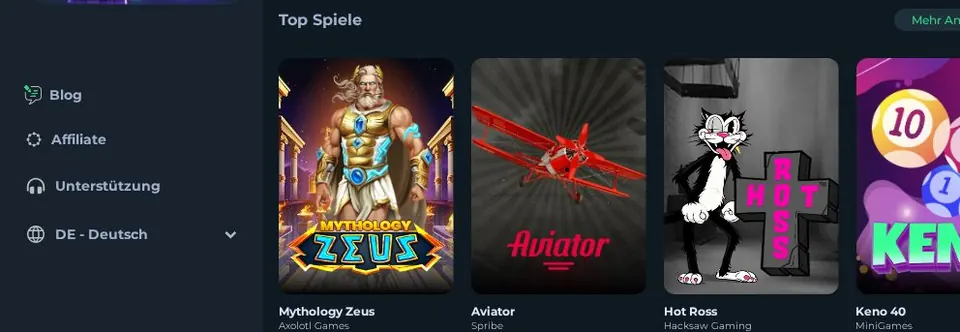 CasinOk: Spielelobby (Screenshot von casinok.com)