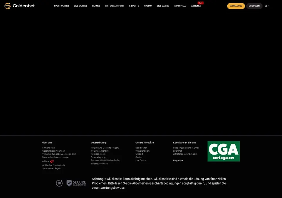 Goldenbet: Kassenseite mit Zahlungsmethoden (Screenshot von m.goldenbet2.com)