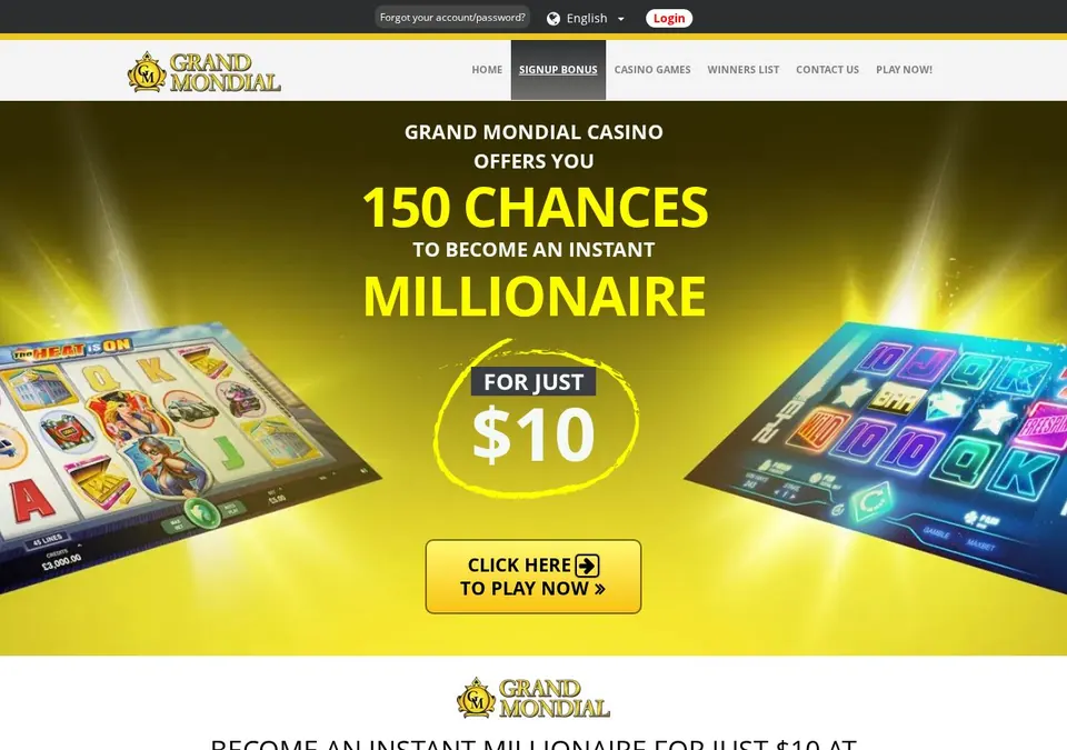 Grand Mondial: Bonusseite (Screenshot von grandmondial.casino)