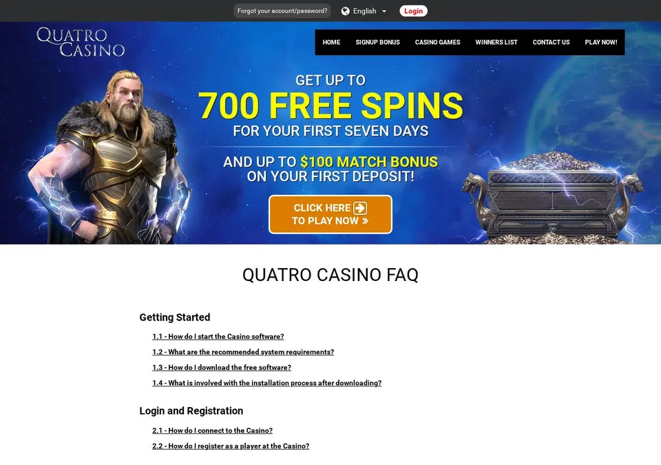 Quatro Casino: Kassenseite mit Zahlungsmethoden (Screenshot von www.quatrocasino.com)