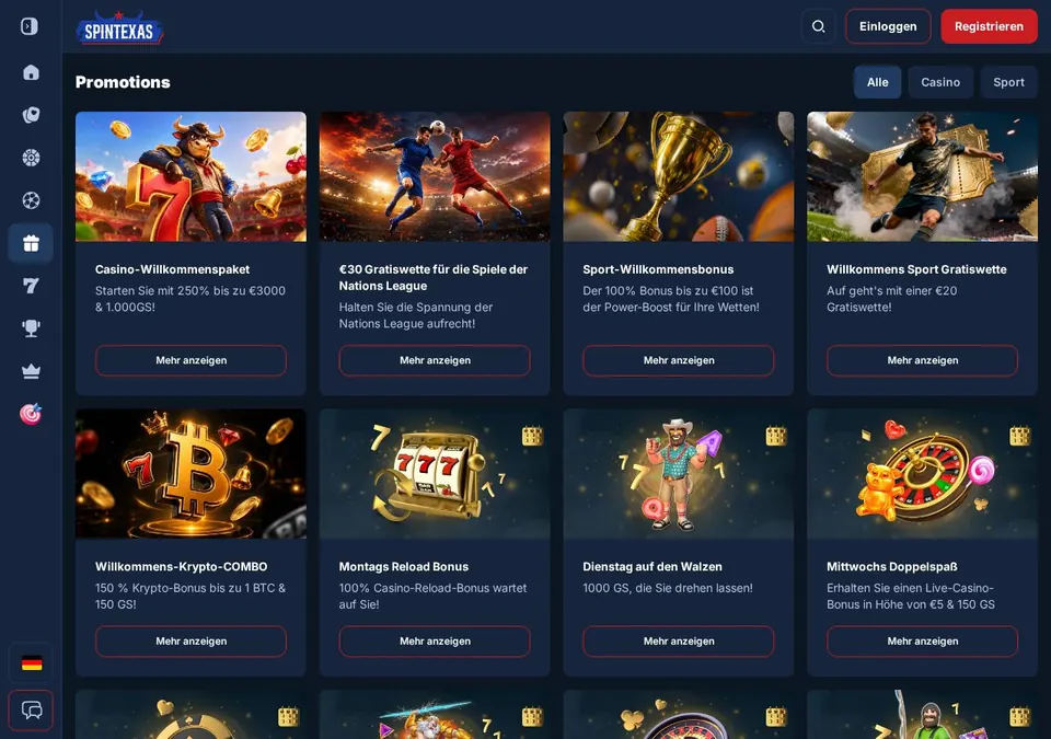 Spintexas: Bonusseite (Screenshot von spintexas.com)