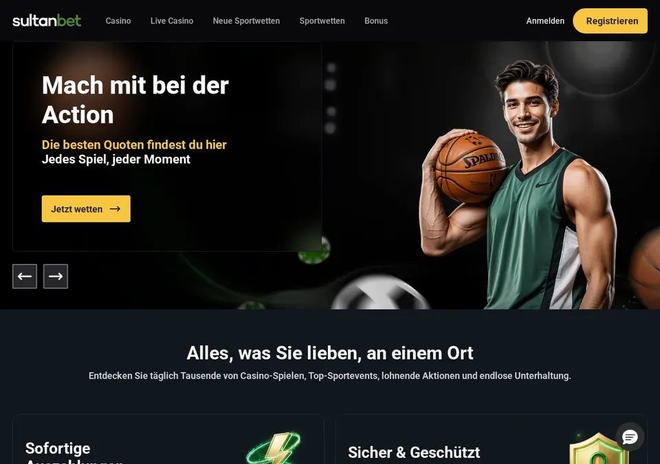Sultanbet: Startseite (Screenshot von sultanbet.com)