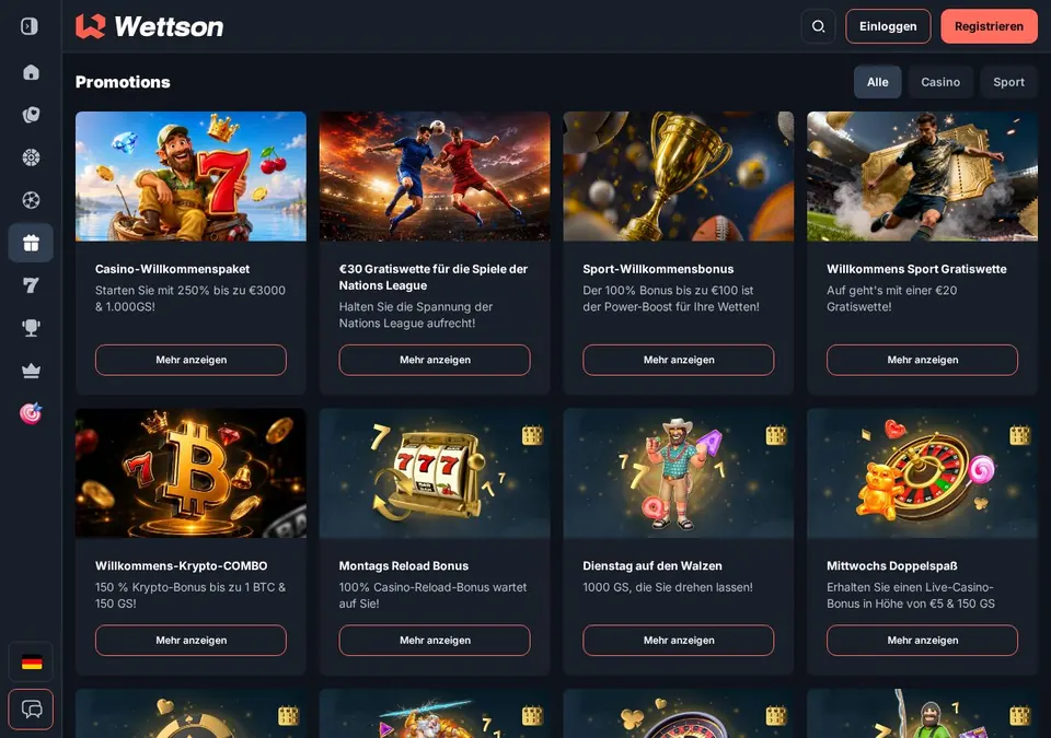 wettson: Bonusseite (Screenshot von wettson30.com)